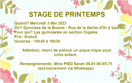 Stage du mois d'Avril